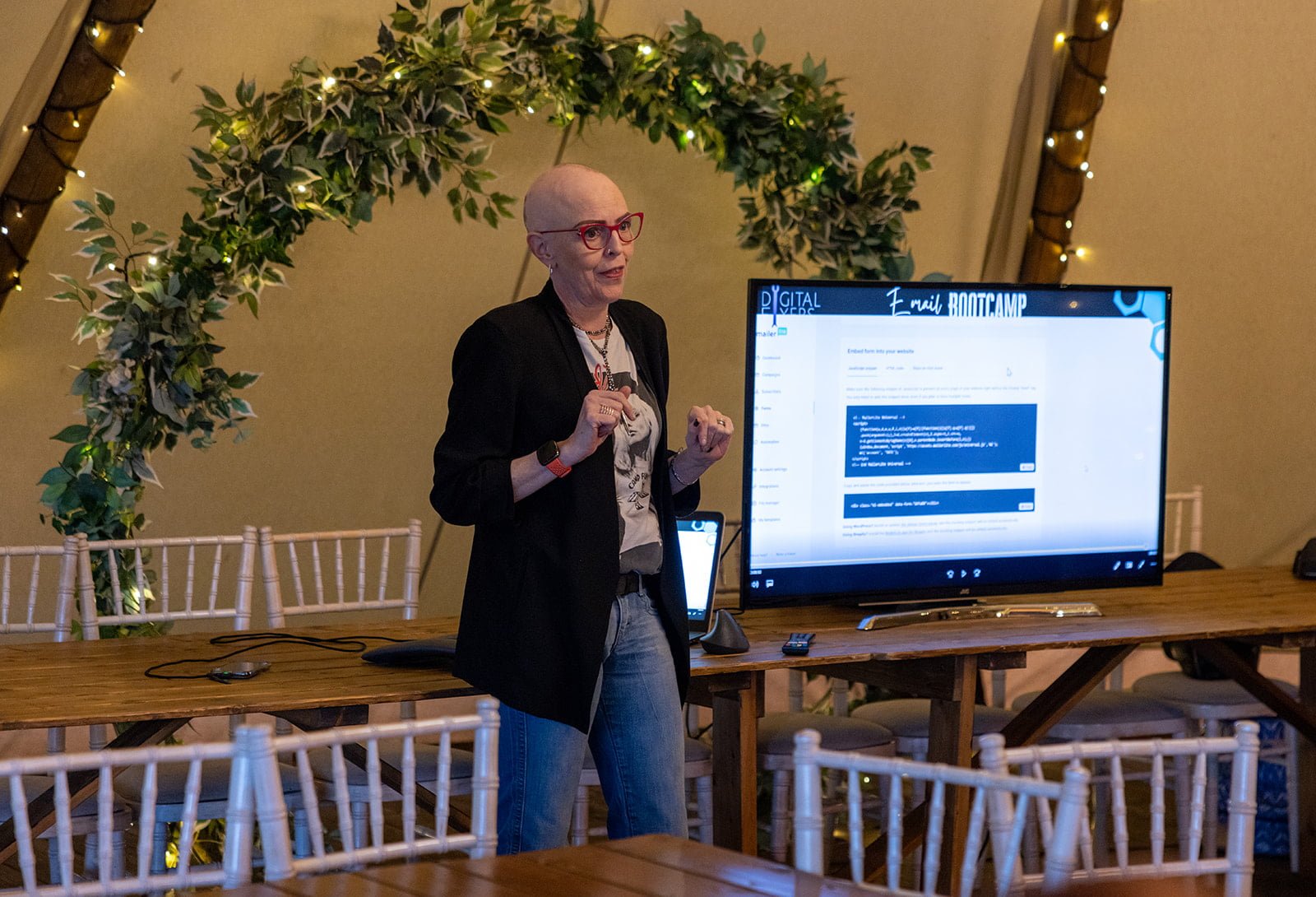 Lesley Walsh giving a talk for The Wedding Business Hub Networking Event